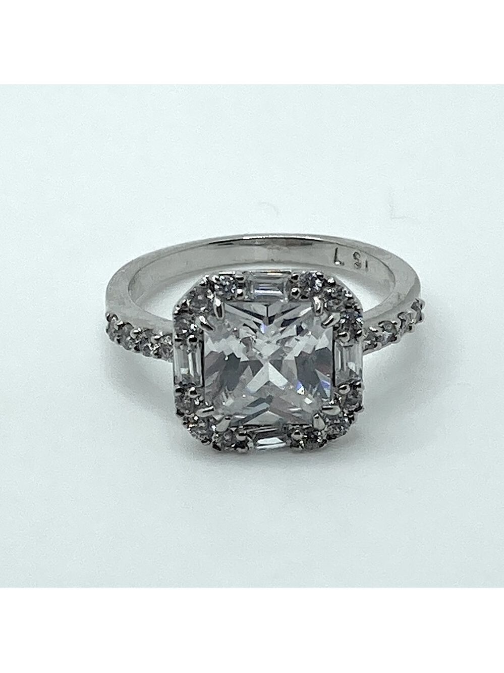 Lia Sophia Silver Tone Cz Statement Ring Sz 7